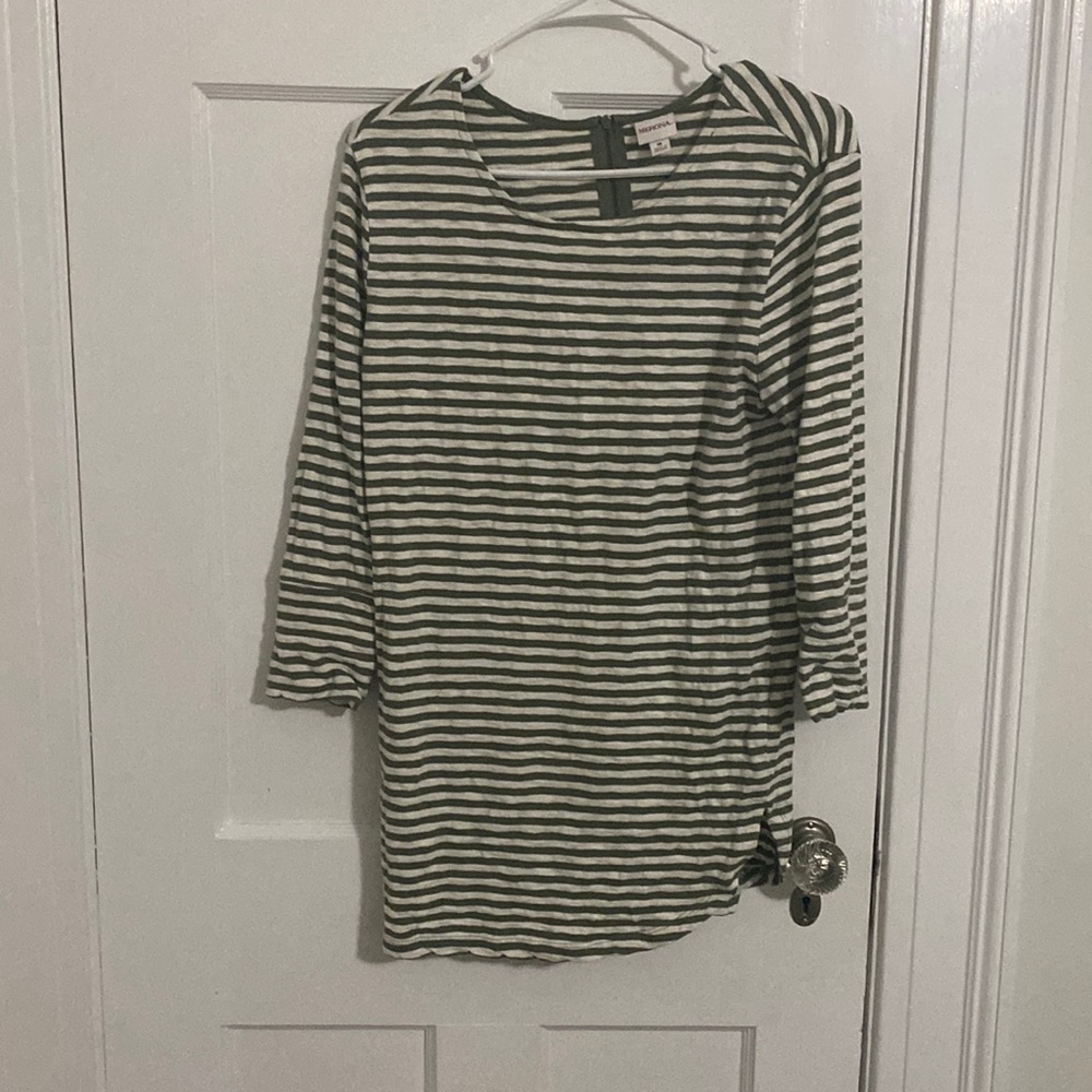 Merona green and white striped shirt